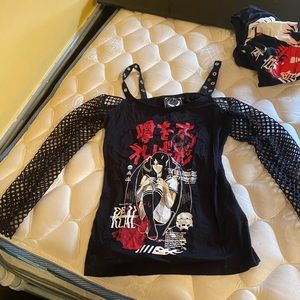 Killstar Black Mesh Sleeve Top